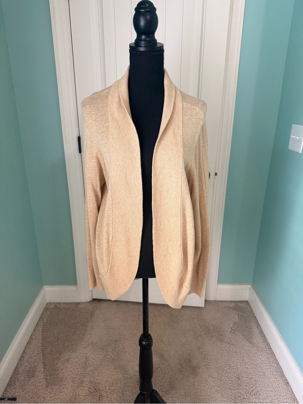 Lilly Pulitzer Gold Metallic Open-Front Shawl Collar Cardigan - XL